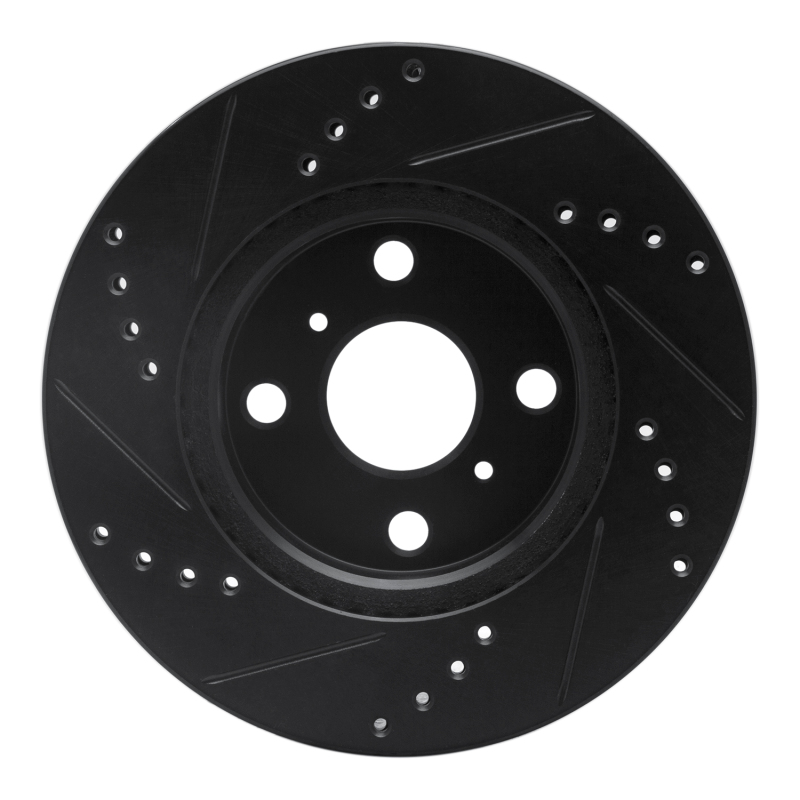 Scion iQ Brake Rotor (1) - Front Right - R1 Concepts - Drilled & Slotted - Black - `12-`15